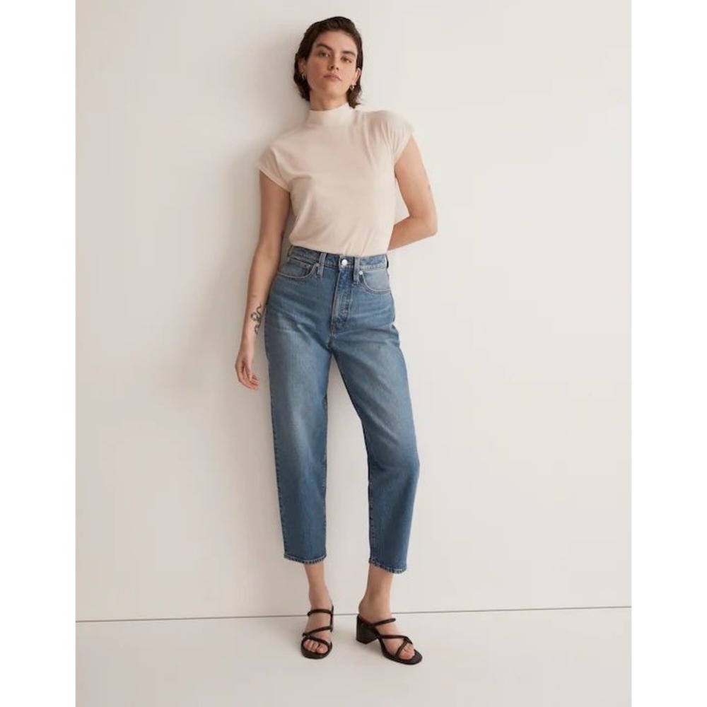 Madewell Cropped Balloon Jeans Grandle‎ Wash High Rise Denim Blue Size 25